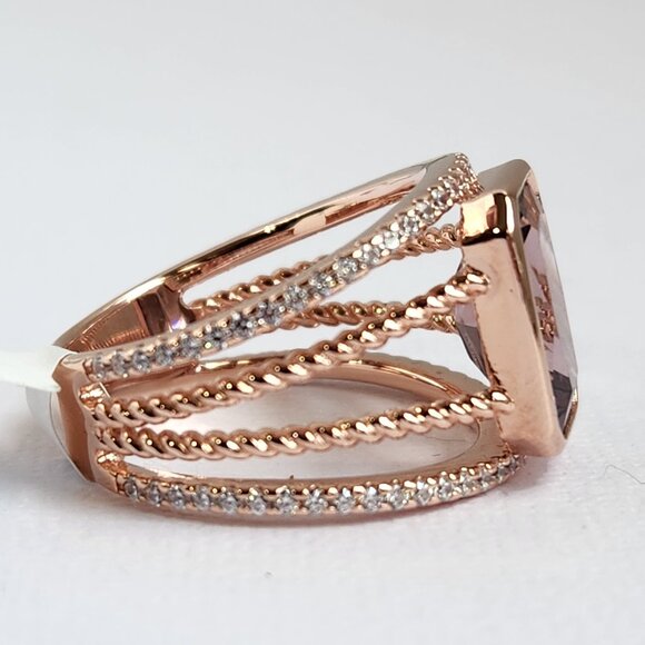 NIB HUGE 4.12ctw Blush Pink Zircon 18K RG over 925 Ring Size 9 - Picture 9 of 12